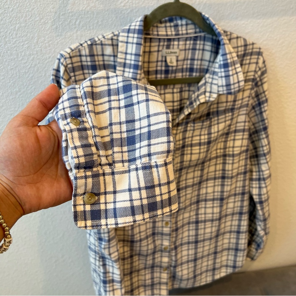 L.L.BEAN Women’s Heritage Washed Twill Shirt Long Sleeve Plaid - Picture 7 of 9